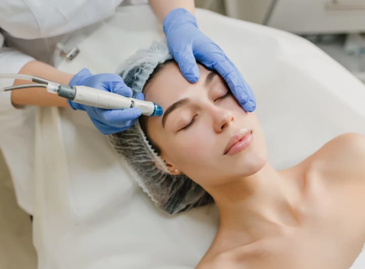 girl receiving facial procedure
